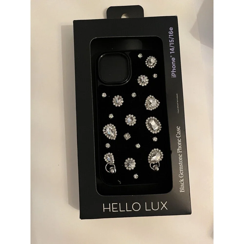 Lot of 2 Hello Lux iPhone 16 15 14 13 Case Green Croc Black Gemstone Strap Loops